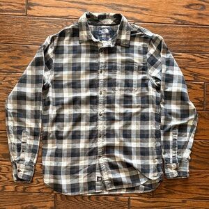 Vintage The North Face Men’s Plaid Shirt in Black and Gray